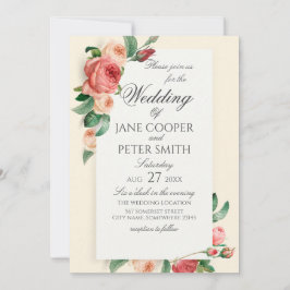 Convites Roses bouquet floral Wedding Invitation