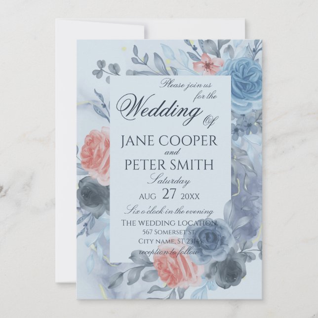 Convites Roses floral arrangement Wedding Invitation (Frente)