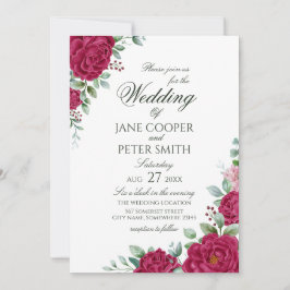 Convites Roses floral Budget Wedding Invitation