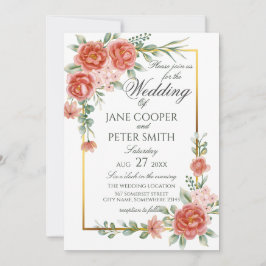 Convites Roses floral Wedding Invitation