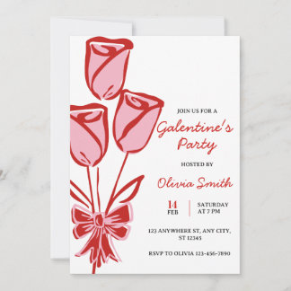 Convites Roses hand drawn galentines girls night party