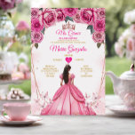 Convites Roses Rosa Floral Mis Quince 15 Anos Quinceañera<br><div class="desc">Quinceañera Pink Roses Floral Rosa Dourada Crown Invitation Mis Quince 15 Anos,  16º Aniversário, </div>
