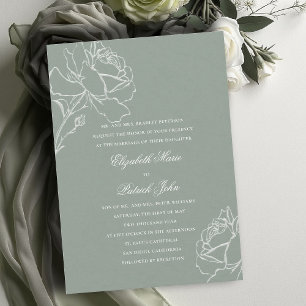 Convites Roses Vow Sage Verde Clássico Pais Anfitriões Casa