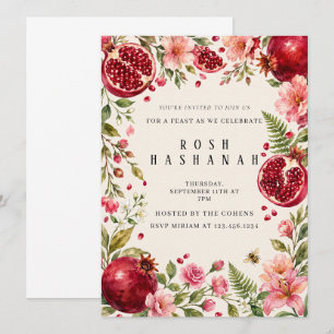 Convites Rosh Hashanah Aquarela Romãs