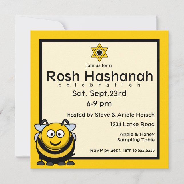 Convites Rosh Hashanah Bee Star de David (Frente)