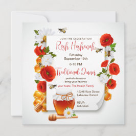 Convites Rosh Hashanah Honey e Red Poppies