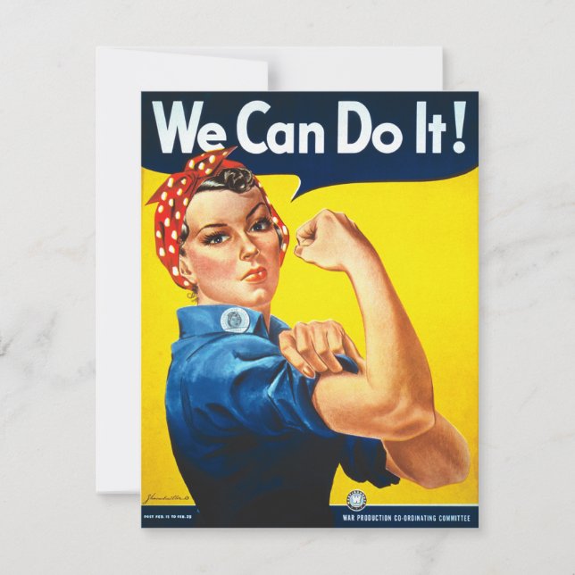 Convites Rosie Riveter Vintage Propaganda (Frente)