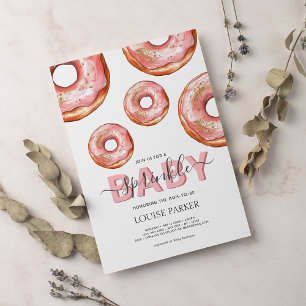 Convites Rosquinha brilhante Chá de fraldas de bebê asperso