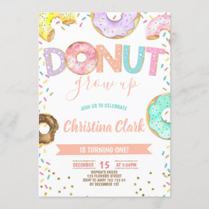 Convites Rosquinha Cresce Garota Esfrega Confetti Aniversár