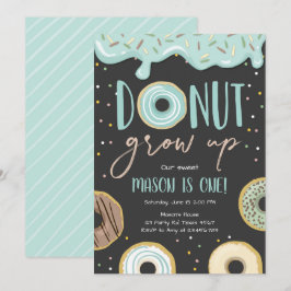 Convites Rosquinha Cresce Pastel Azul Primeiro Aniversário