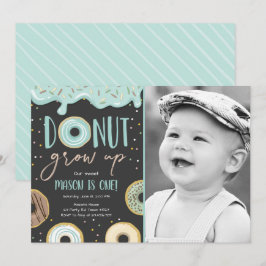 Convites Rosquinha Cresce Pastel Azul Primeiro Aniversário