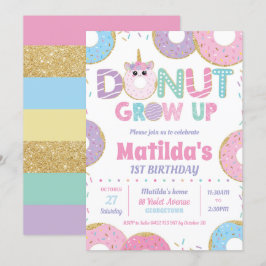 Convites Rosquinha Cresce Unicorn Aniversários de Aniversár