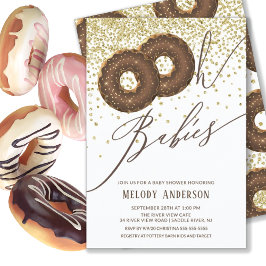 Convites Rosquinha de Chocolate Oh Bebês Gêmeos Chá de fral