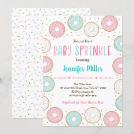 Convites Rosquinha de Pastel Dourada rosa, pulverização beb