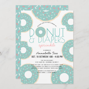 Convites Rosquinha e Fralda Sprinkle Mint Drive-by Chá de f