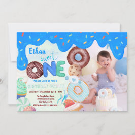 Convites rosquinha glacé azul doce um