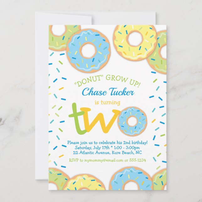 Convites Rosquinha Invitation Boy sprinkles (Frente)