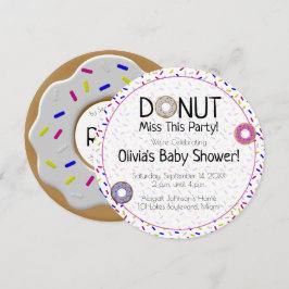 Convites Rosquinha Miss Este Partido Chá de fraldas Neutro 