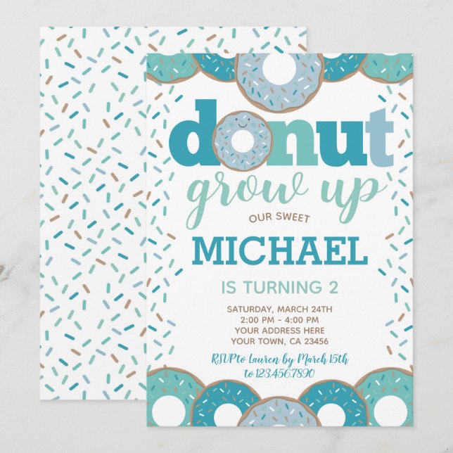 Convites Rosquinha Não Cresça (Frente/Verso)