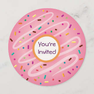 Convites Rosquinha Rosa com Sprinkles Aniversário