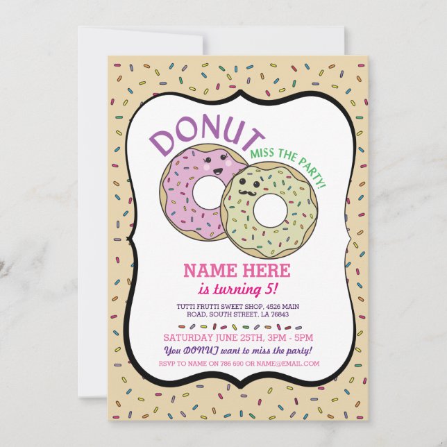 Convites Rosquinha Senhorita A Festa Aniversário Convide Ro (Frente)