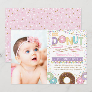 Convites Rosquinha Sprinkles Birthday Doughnut Party Invite