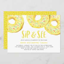 Rosquinhas amarelas Sprinkles Chá de fraldas Sip e