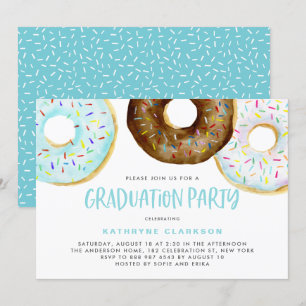 Convites Rosquinhas de aquarela com Festa de formatura de a
