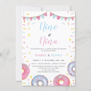 Convites Rosquinhas de Aquarela e Confetti Espanhol Revelaç