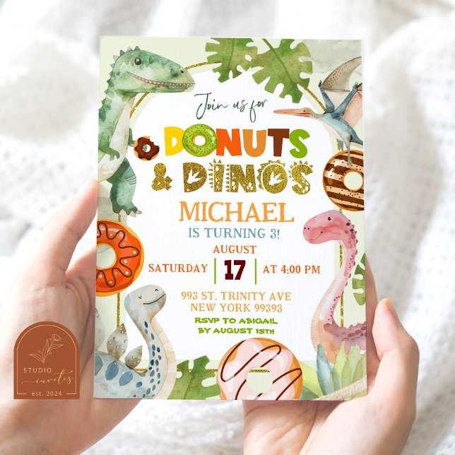 Convites Rosquinhas do Dinossaur Boy e Festa de aniversário (Criador carregado)