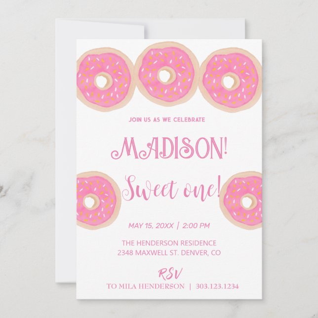 Convites Rosquinhas doces, cores arco-íris, doce primeiro a (Frente)