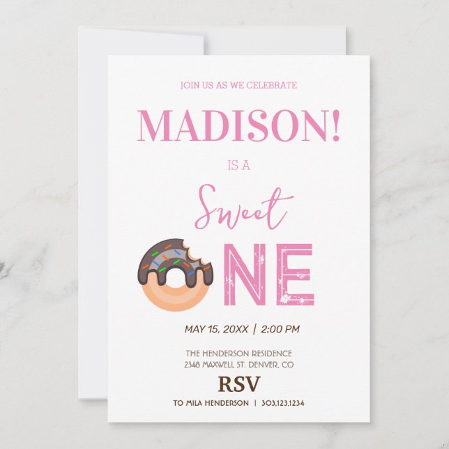 Convites Rosquinhas doces, cores arco-íris, doce primeiro a (Frente)