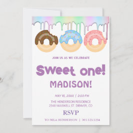 Convites Rosquinhas doces, cores arco-íris, doce primeiro a