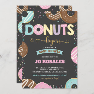 Convites Rosquinhas e Fraldas, donut de Chá