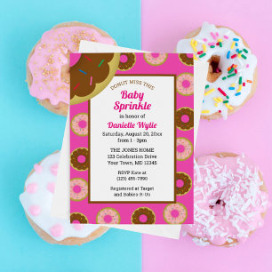 Convites Rosquinhas Prontas Pink Retro Baby Sprinkle