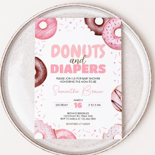 Convites Rosquinhas rosa e Chá de fraldas Fralda