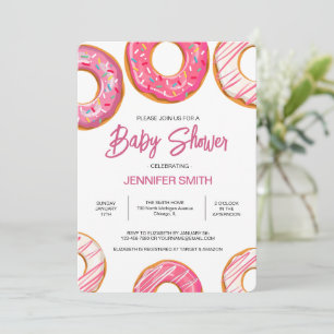 Convites Rosquinhas Rosa Sprinkles Chá de fraldas