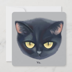 Convites Rosto de Gato Preto Fofo