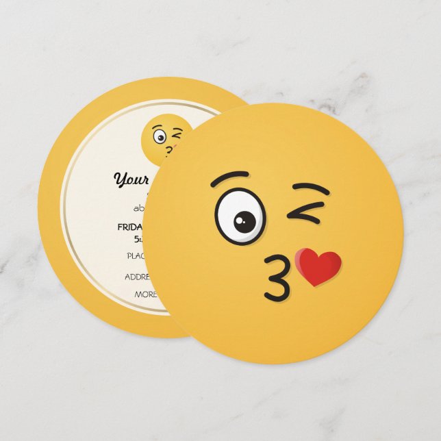 Convites Rosto Jogando Beijo (Frente/Verso)