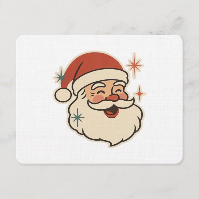 Convites Rosto Retro do Papai Noel – Natal Vintage (Frente)