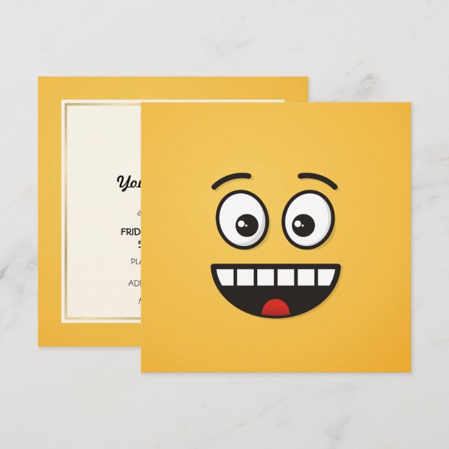 Convites Rosto sorridente com boca aberta (Frente/Verso)