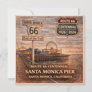 Convites Rota 66 da Santa Monica Pier Cumprimentos Costeiro
