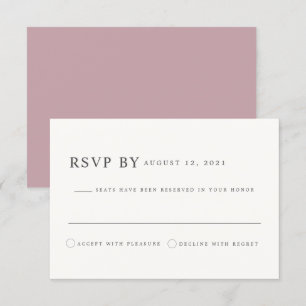 Convites ROTA   Placa RSVP de Casamento Mauve-Rosa-Blush Du