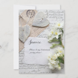 Convites Roteiro antigo com corações e flores