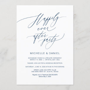 Convites Roteiro Azul Naval Romântico, Casamento às Pressas