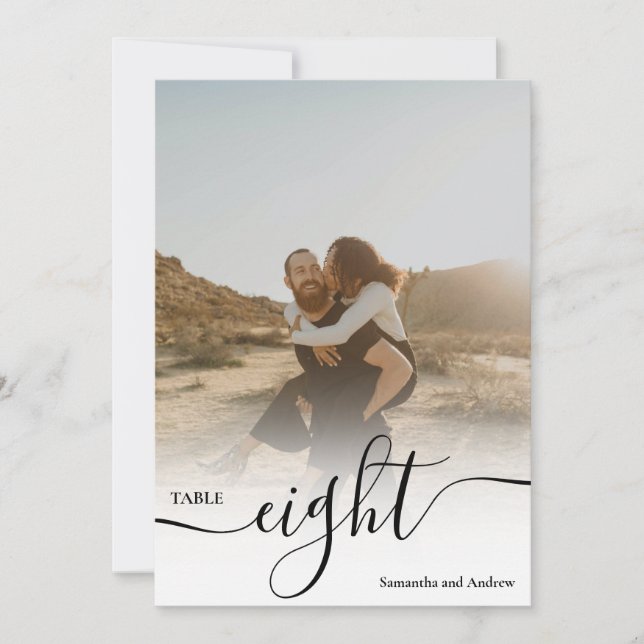 Convites Roteiro branco nomes de fotos mesa de casamento (Frente)