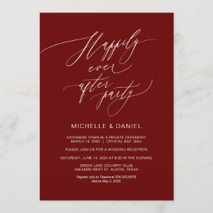Convites Roteiro Burgundy Romântico, Casamento Fuga