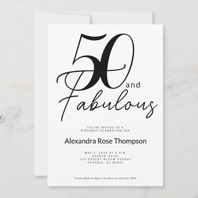 Convites Roteiro Cinquenta e Fantástico Festa de Aniversári (Frente)