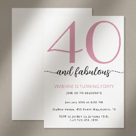 Convites Roteiro de 40 e Fabuloso Rosa Aniversário de 40 an