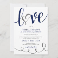 Roteiro de Amor de Casamento Azul Marinho e Cinza